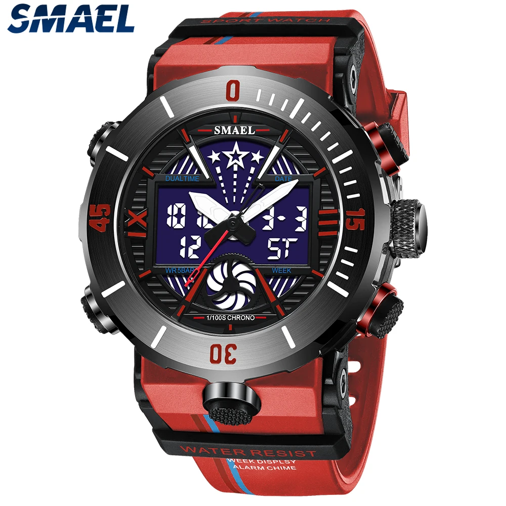 

Smael Top Brand Sports Men's Watches Military Quartz Watch Man Waterproof Wristwatch For Men Clock Shock Relogios Masculino 8051