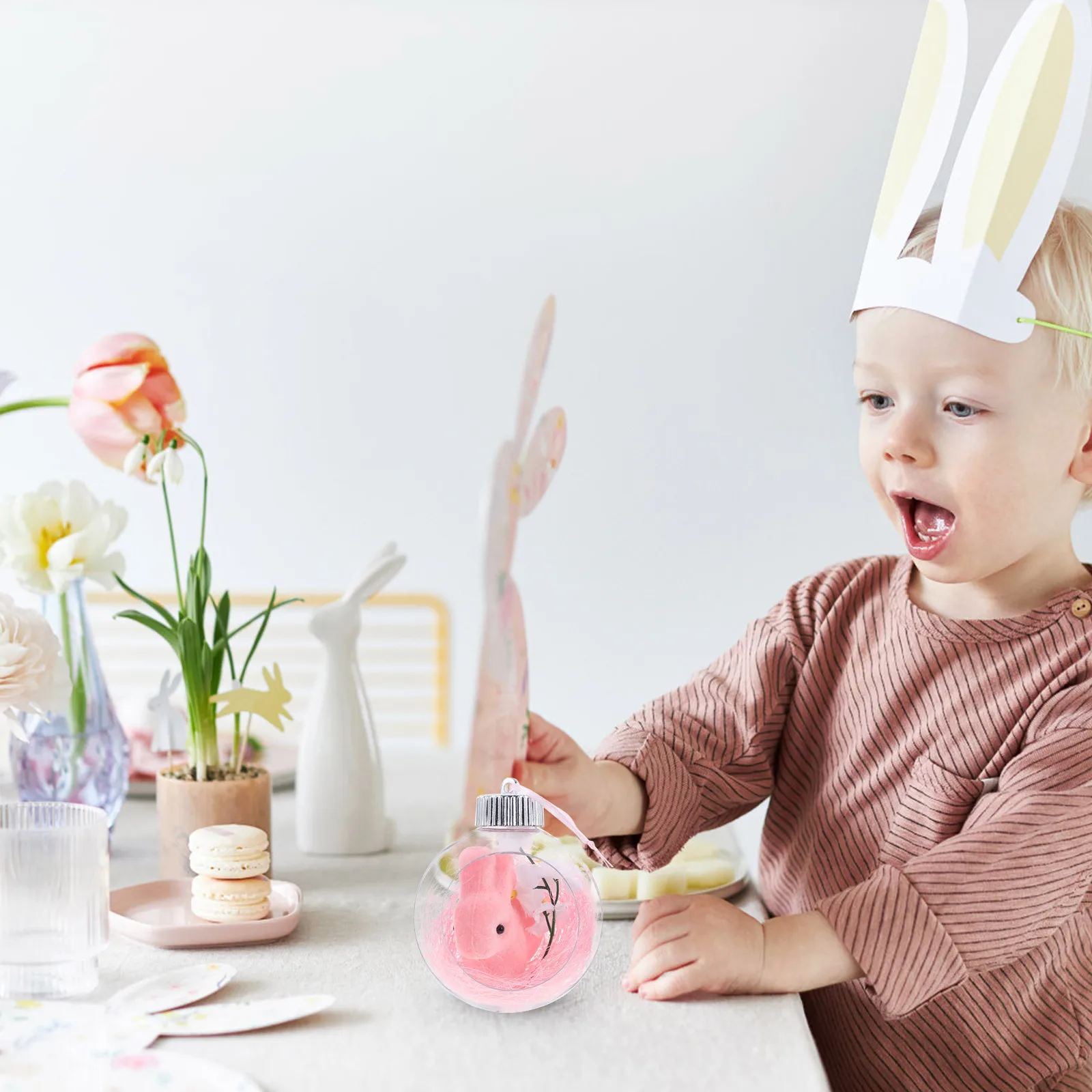 

Acrylic Easter Bunny Hanging Ornament Transparent Ball Clear Easter Tree Decoration Window Display Party Hanging Baubles