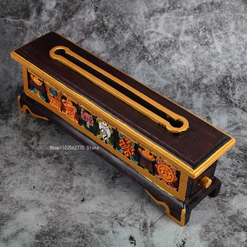 Wooden Painted Lying Incense Burner Handmade Tibetan Censer Home Interior/office/tea Room/yoga Room Fragrance Ceremony Tools