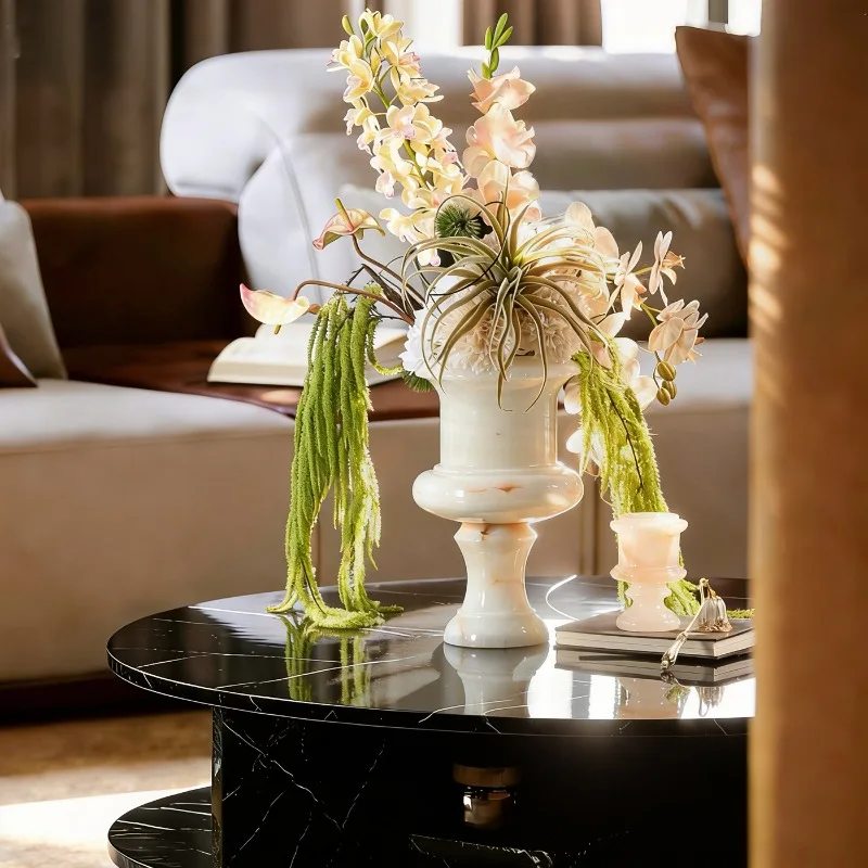 Natural jade vase, hotel living room dining table entrance flower ware, vase