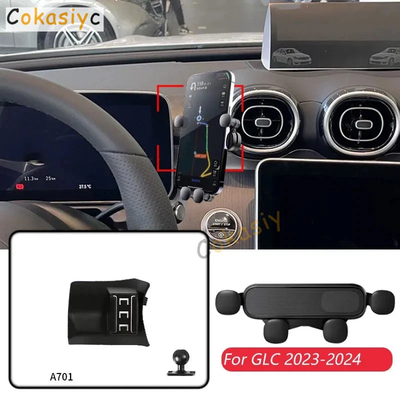 1 Set For Mercedes Benz GLC X254 2023-2024 Car Mobile Phone Holder GPS Gravity Navigation Bracket Horizontally Accessories