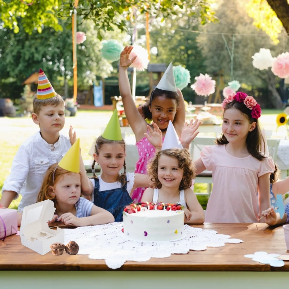 

12 Pcs Cake Box Backing Case Cupcake Container Muffins Kraft Paper Chocolate Boxes Containers Baby Cakes
