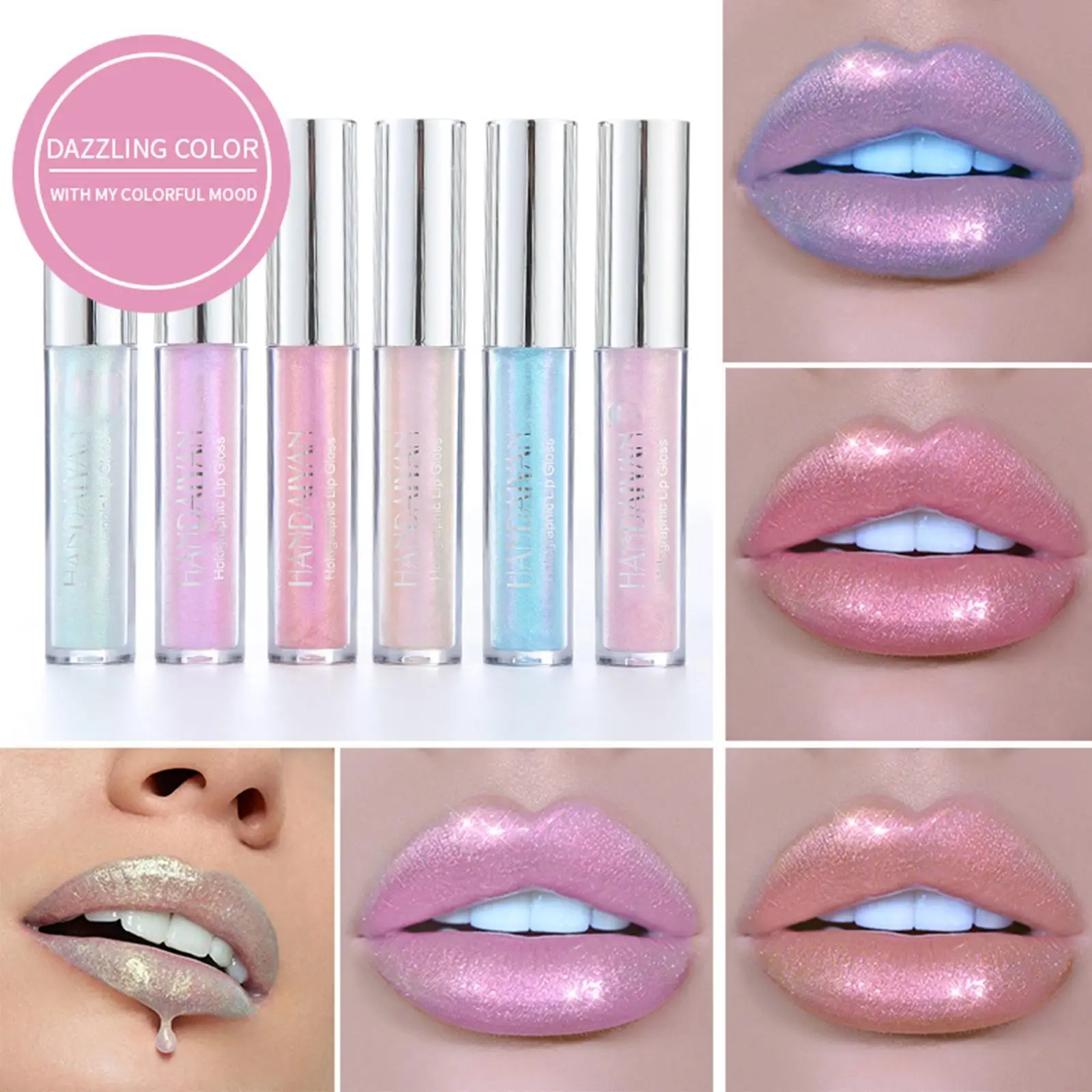 Mermaid Polarized Lip Gloss Diamond Shimmer Shinning Iridescent Lipgloss