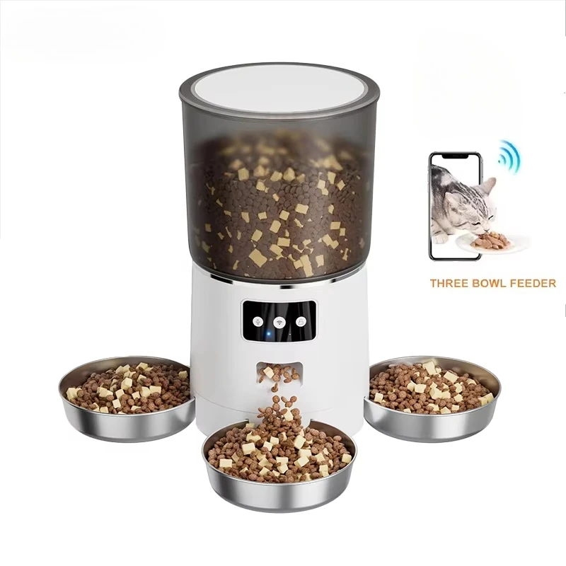 

6L Graffiti-Inspired Smart Automatic Pet Feeder Multi-Bowl WiFi Remote Access Plastic Meal Dispenser for Cats Dogs