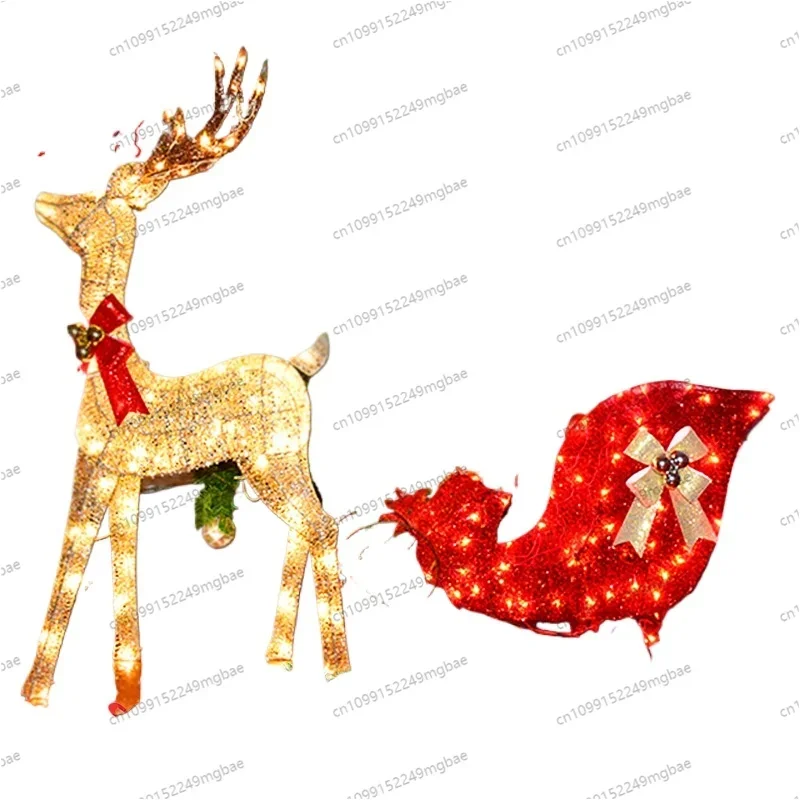 Christmas Party Supplies Christmas  Deer Pull Cart Set Hotel Shopping Mall Window