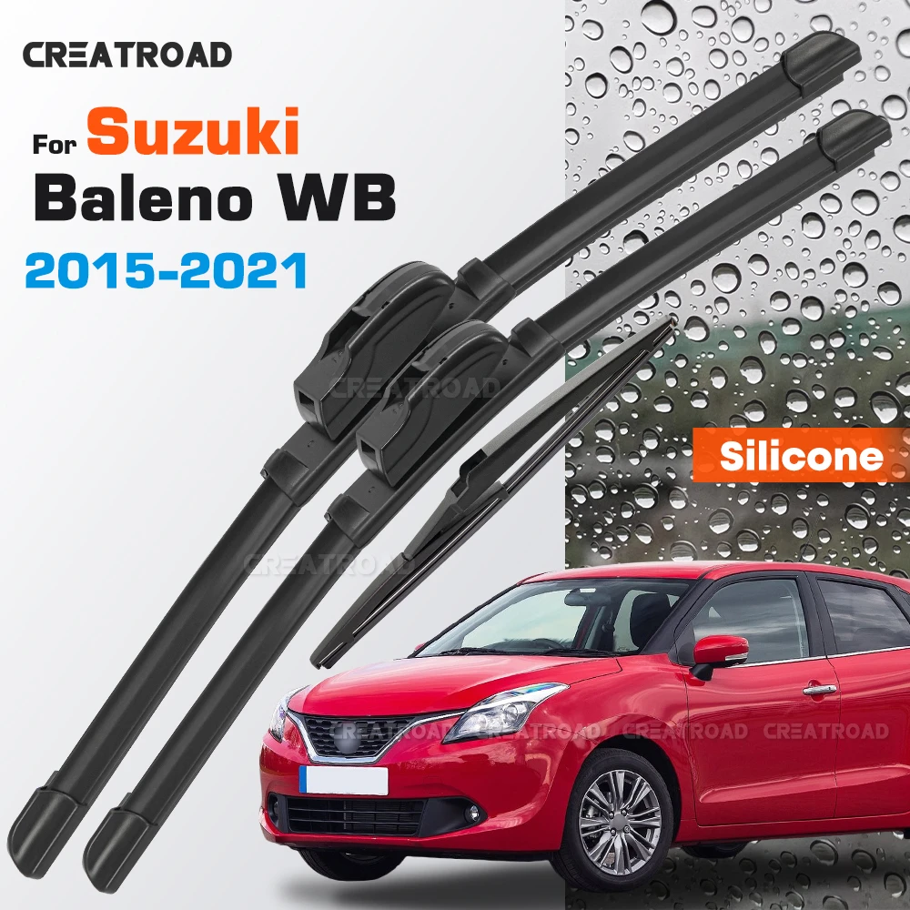 

Silicone Wiper Blades Fit For Suzuki Baleno WB 2015-2021 2016 2017 2018 2019 2020 Coated Car Windshield Wipers 21"+18"+12"