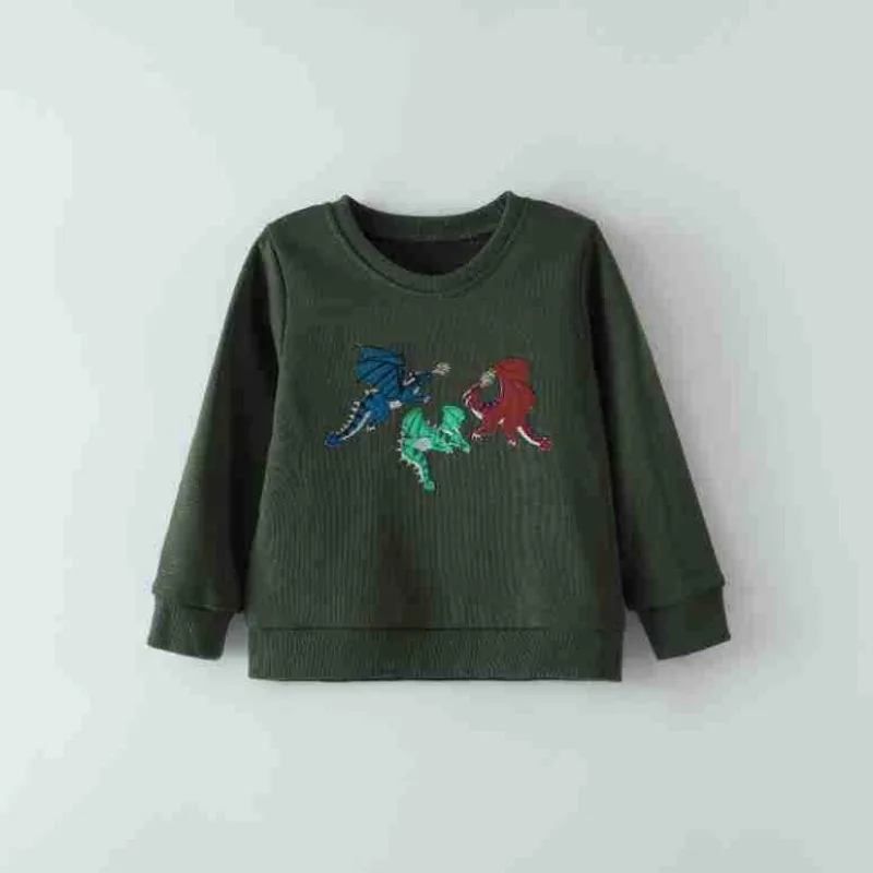 Toddler Boys Dragon Sweatshirts Crew Neck Long Sleeve Pullover Top Kids Dinosaur Pattern Casual Daily Hoodies