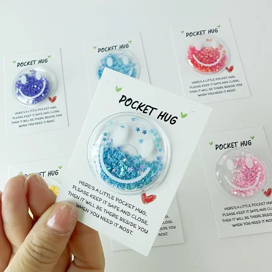 1/5/10/20/50/100pcs Colorful Glittery Happy Face Stickers, Suitable for Pocket Hug Cards - a Variety of Vibrant Decorations, No