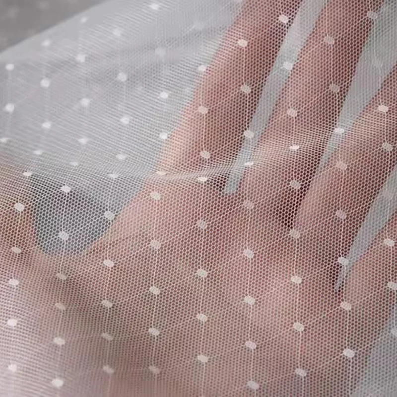 150cm Wide Wedding Decoration Veils Bridal Mesh Lace Tulle Fabrics Vintage Dot Fabric DIY Handmade Sewing Accessories 1Meter