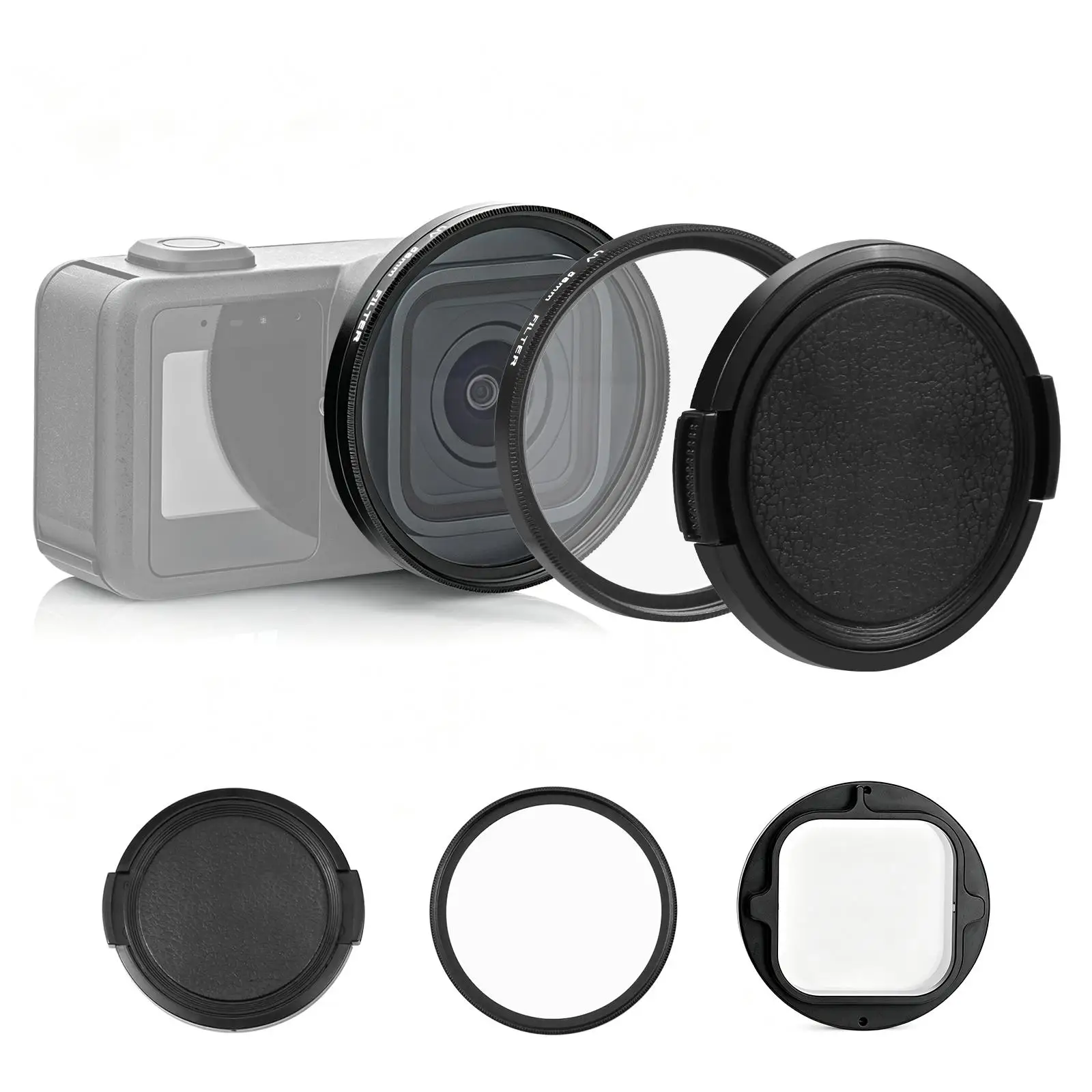 PULUZ – anneau adaptateur de filtre UV 58mm pour caméra GoPro MISSION 1/1 PRO, accessoires de photographie, filtre UV, capuchon d'objectif