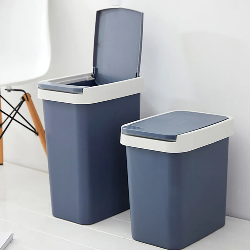 Creative Flip Trash Can Dustbin With Lid, Pressing Type Rubbish Basket Waste Bins Kitchen Bathroom Garbage Can Storage Bucket