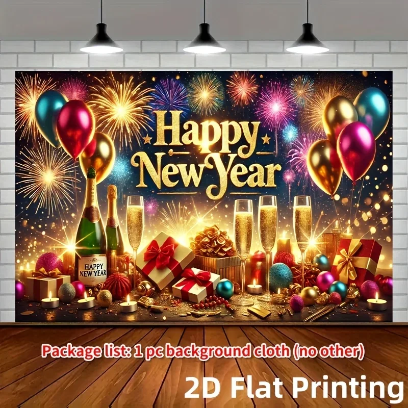 VIKAMA New Year Party Tapestry Golden Balloon Champagne  Pattern Living Room Background Wall Room Decoration