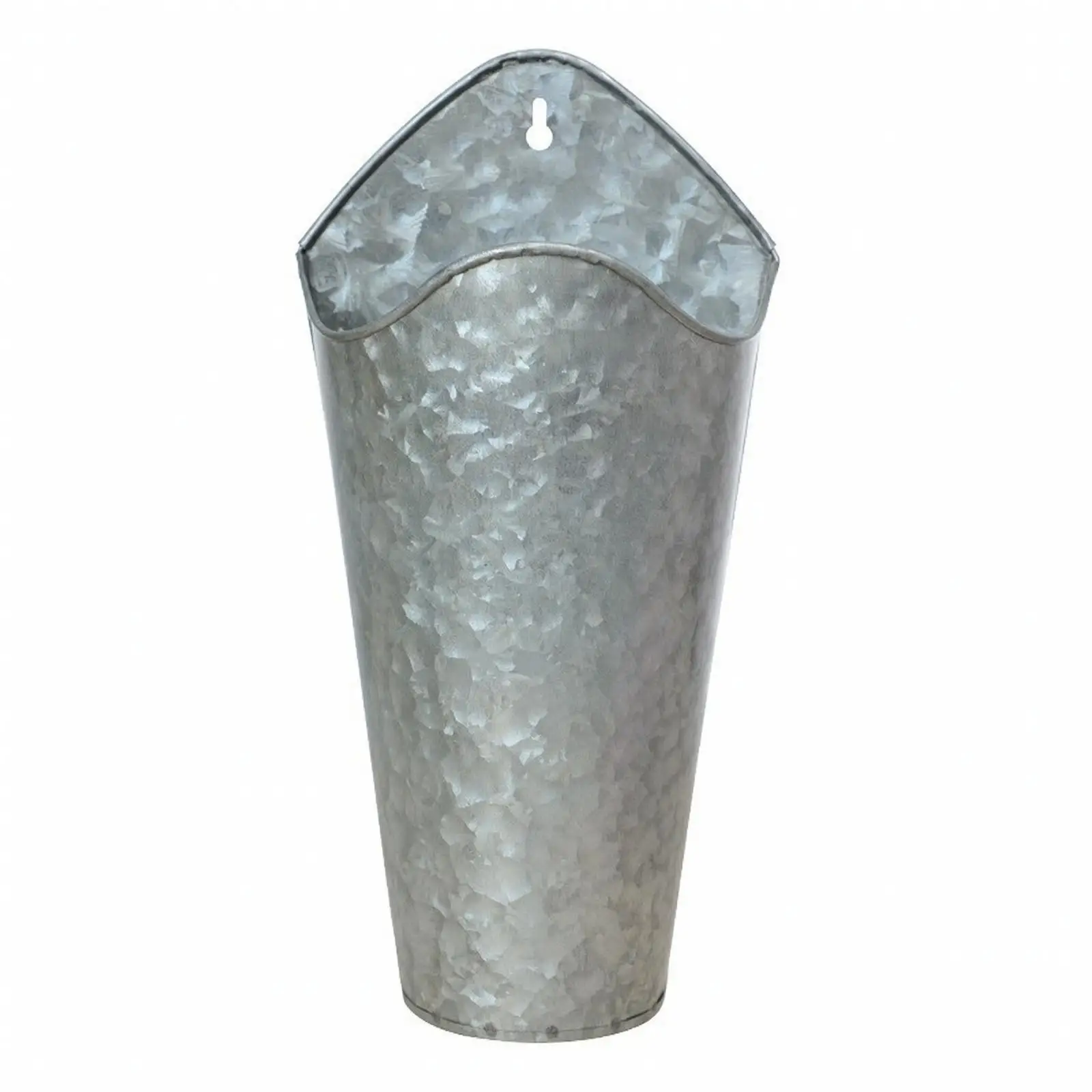 Wall-Mounted Flower Pot Hammered Metal Wall Pocket Hanging Planter with Keyhole Hanger Rustic Vase Vintage-Inspired