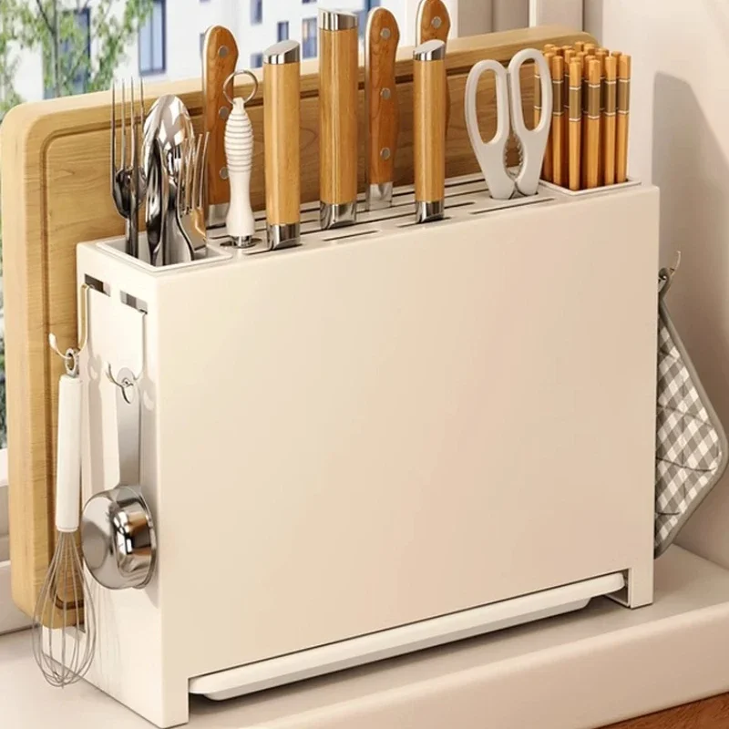 Kitchen rack Shelf Multifunctional vegetable rack Cutting board Integrated storage rack No punching