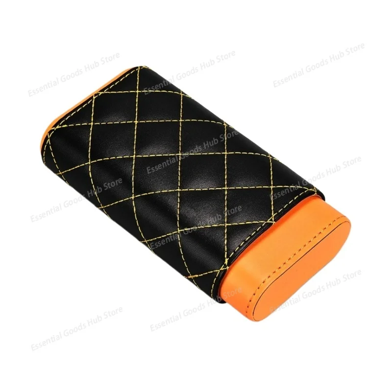 

Light Luxury Portable Cigar Case Leather Durable Humidor, Can Holds Three Cigars