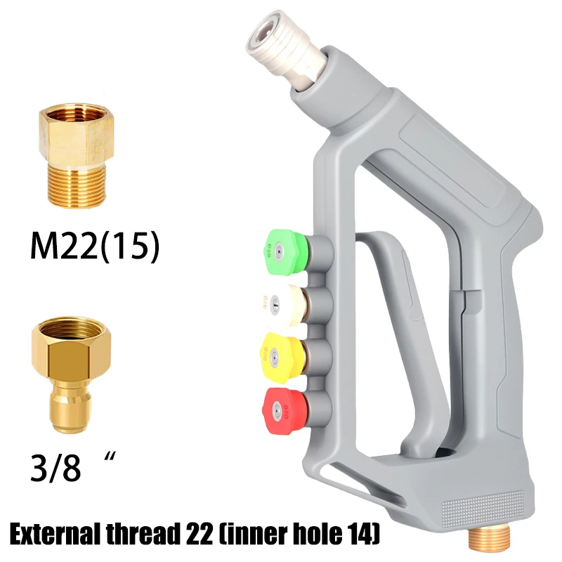 

Водяной пистолет для очистки высокого давления, 250 кг, устойчивость к давлению M22-14/15, резьба 3/8 дюйма, быстроразъемное соединение, встроенная конструкция основания пистолета и сопла