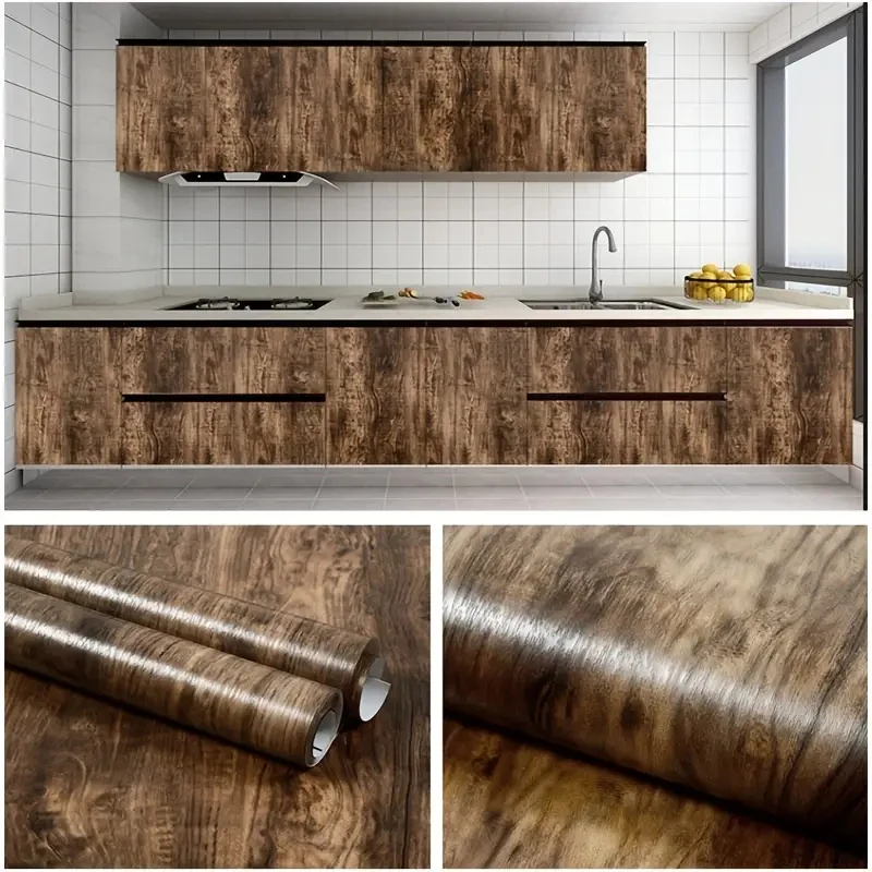 Vintage Wood Grain Self-Adhesive Removable Waterproof Wallpaper Peel And Stick Wallpaper Room Backdrop Furniture Wall Sticker