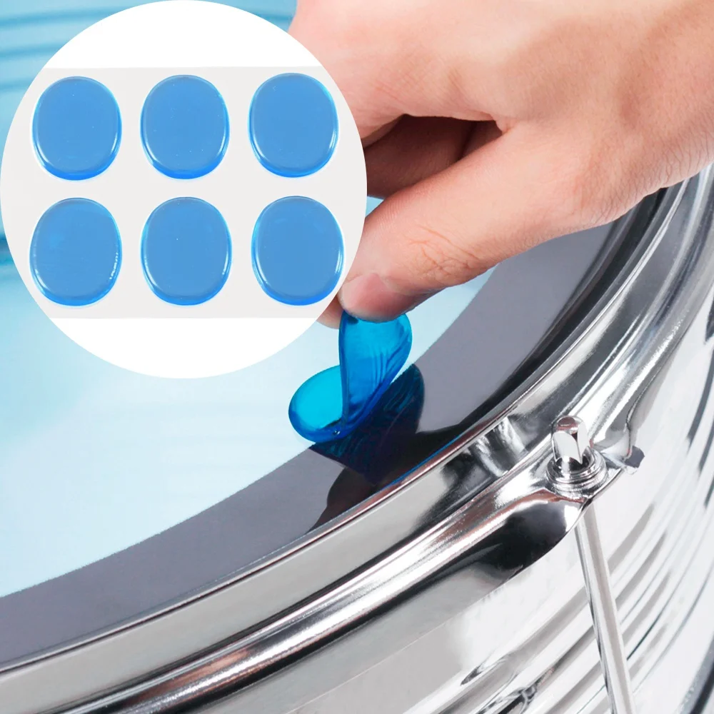 6Pcs/Set Snare Drum Mute Pad Drum Damper Gel Pads Snare Tom Drum Muffler Mute Transparent Percussion Instrument Accessories-A27R
