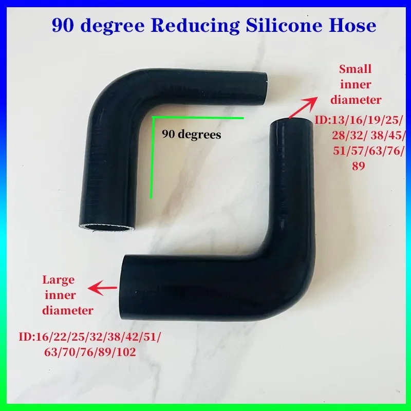 Black 90 Degree Reducer Silicone Flexible Hose Variable Diameter Silicone Flexible Hose For Air Intake High Pressure