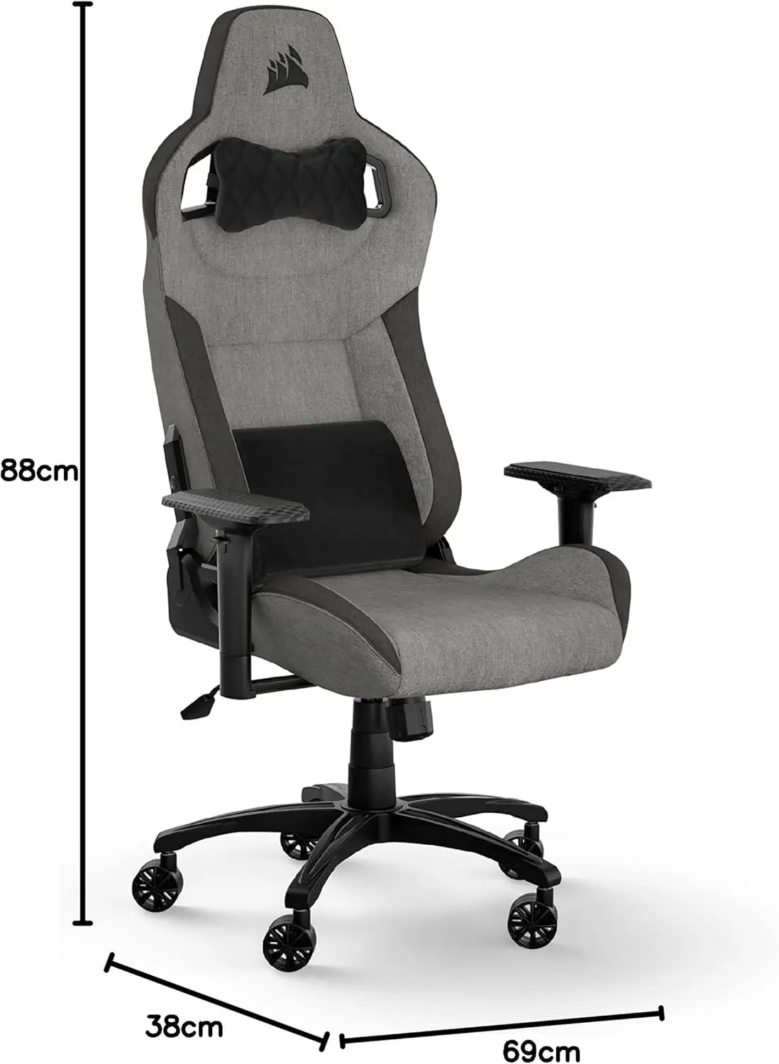 Corsair T3 Rush (2023) Gaming Chair, One Size, Gray and Charcoal