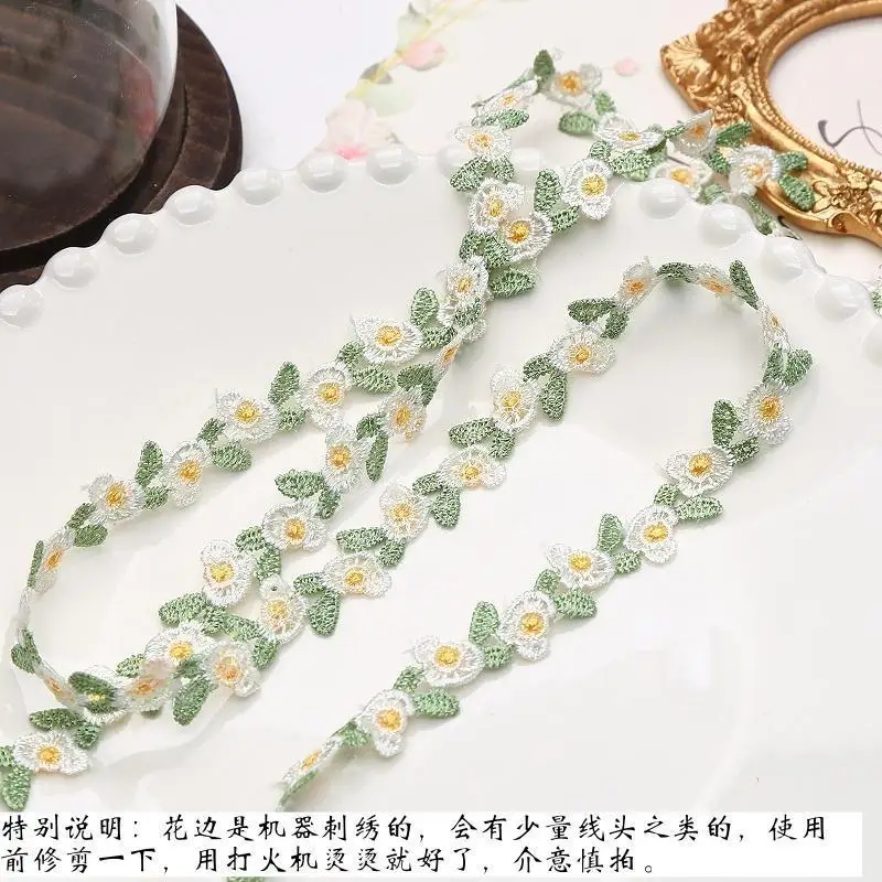 النمط الفرنسي الطازج الأخضر زهرة صغيرة التطريز الدانتيل الدانتيل اليدوية DIY بها بنفسك إكسسوارات الشعر المواد اكسسوارات الملابس المنزلية