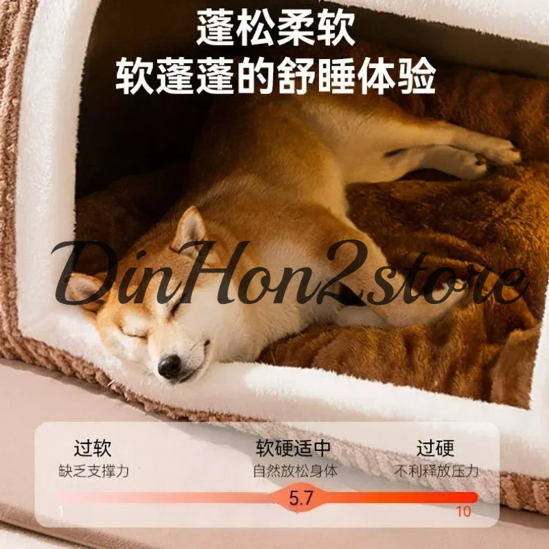 Kennel winter thickened large house bed small dog pet sleeping nest semi-closed removable and washable