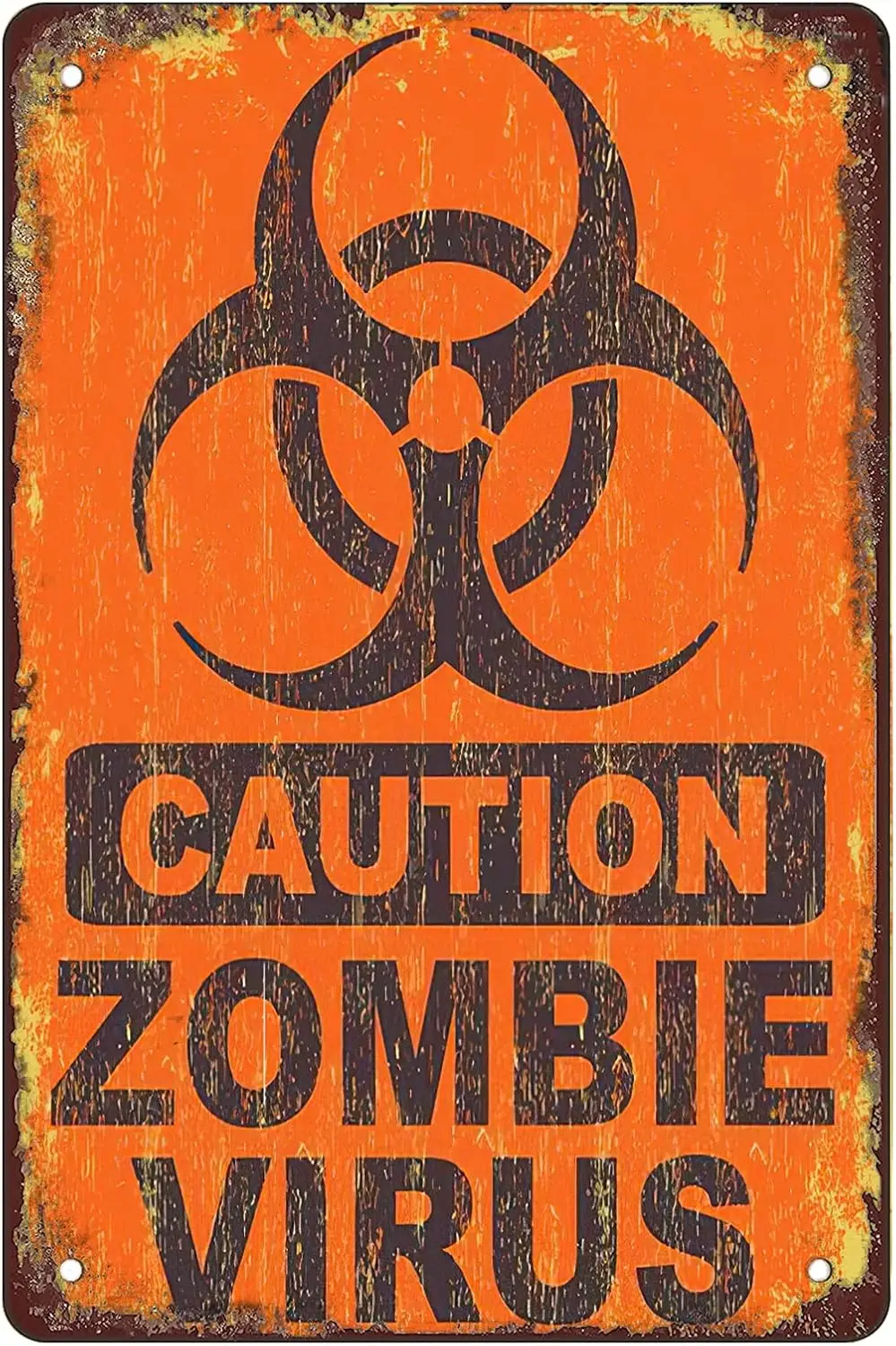 Retro Funny Metal Sign Sheet Signs Tin Sign,Biohazard，Caution Zombie Virus ,Outdoor Home Wall Decoration, Size:.