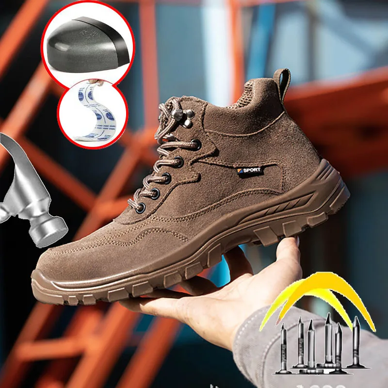 Outdoor Work Shoes Anti Smash Safety Boots Construction Work Shoes Steel Toe Cap Working Boots Puncture-Proof Shoes