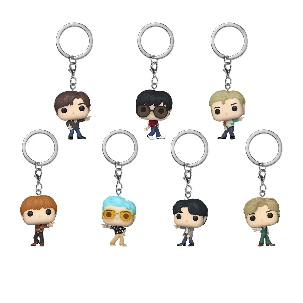 Funko POP Keychain Toy Men's Team Cartoon V JUNG KOOK JIMIN Jin V J-HOPE Pocket Pop Keychain Vinyl Action Figure Collection Toys