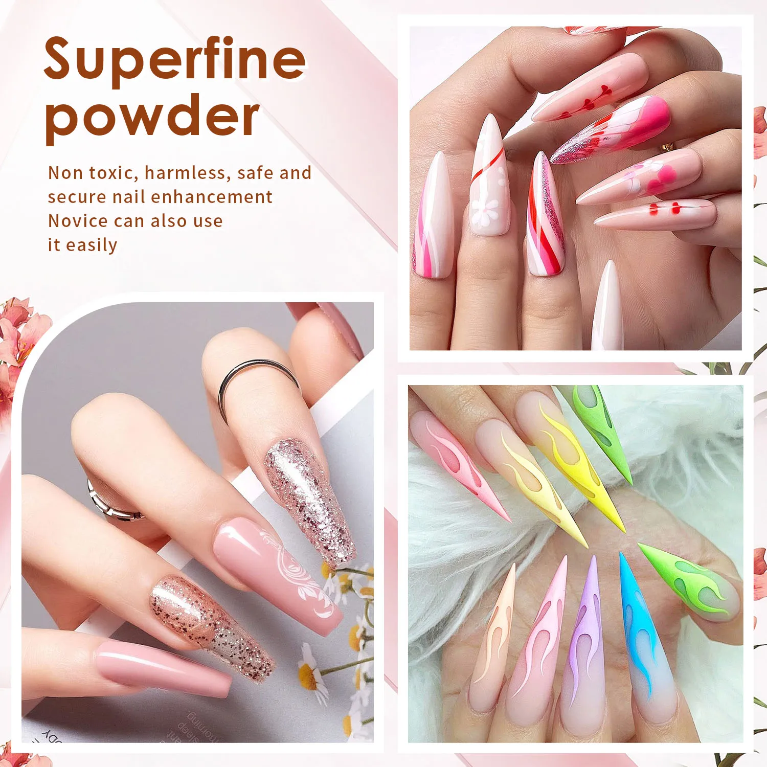 مجموعة مسحوق أظافر أكريليك مكونة من 20 لونًا، مسحوق أكريليك ملون لهدايا وصلات الأظافر المنزلية وصالونات الأظافر لا حاجة إلى مصباح الأظافر