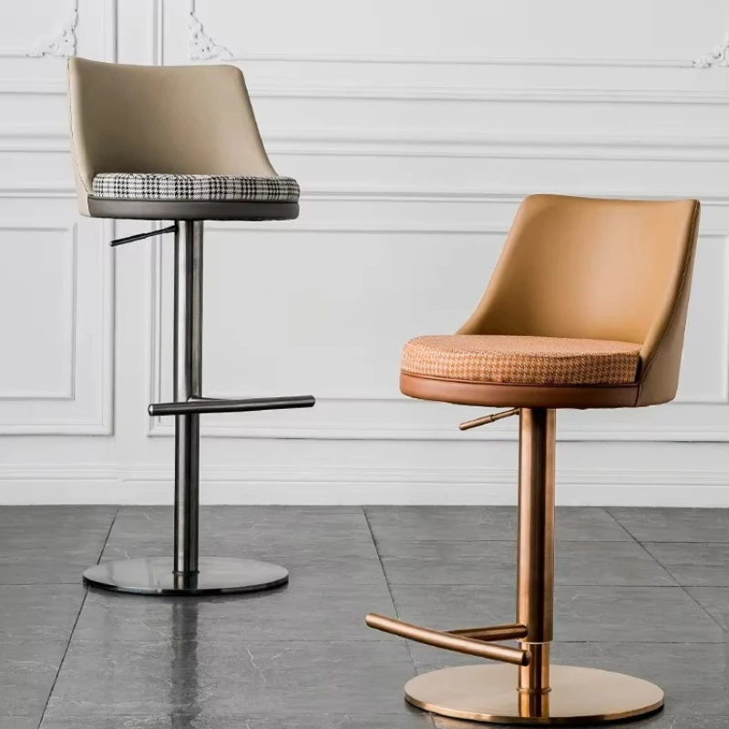 YJQ Retro High Stool Household Bar Chair Simple Adjustable Designer Creative Bar Bar Chair