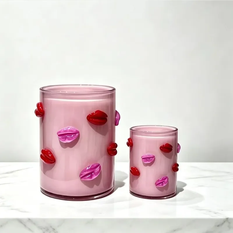 Creative Glass Vase for Dried Flowers Modern Minimalist Table Centerpiece Decor Soft Aesthetic Home Ornament Candle Holder