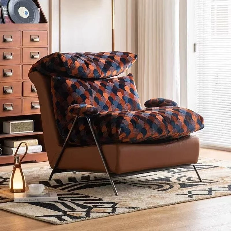 Retro style single sofa chair designer small apartment medieval living room balcony household lazy armchair leisure chair