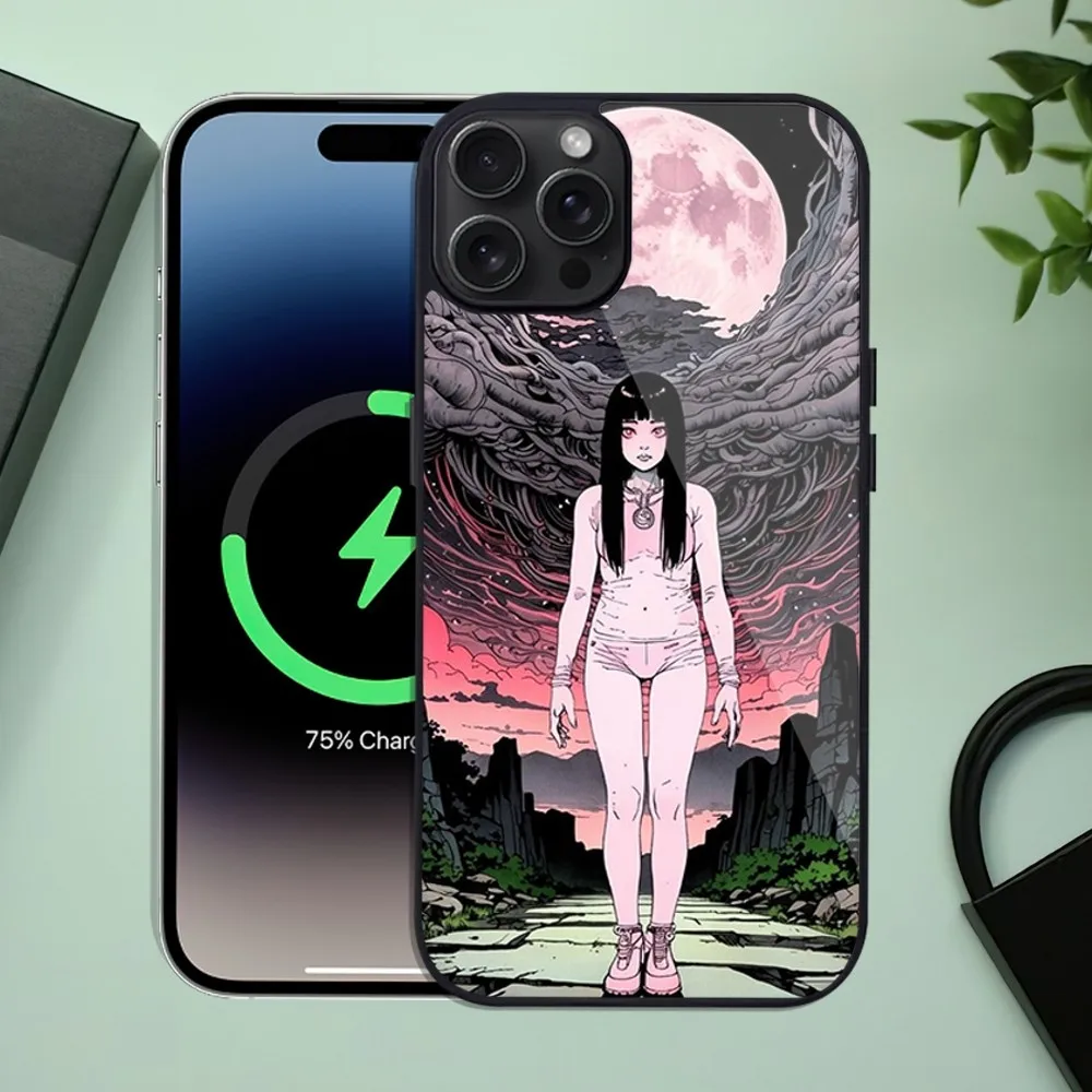 Junji Ito Terror Horror Manga Phone Case For iPhone 11 Mini 12 13 Max 14 Plus 15 Pro Magesafe Magnetic Shell