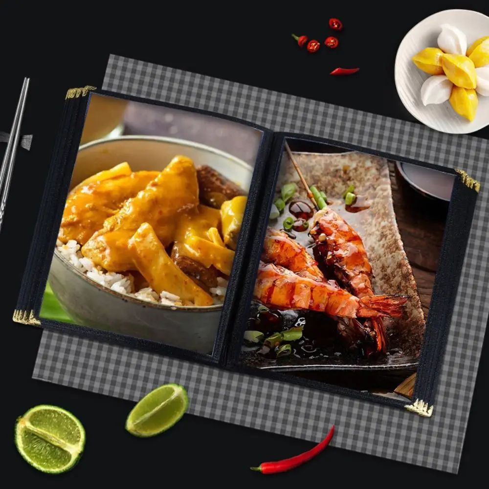 Durable Transparent Menu Cover Foldable a4 Size Recipe Book Cover PVC Double Panels Loose Leaf Binder Home Organization