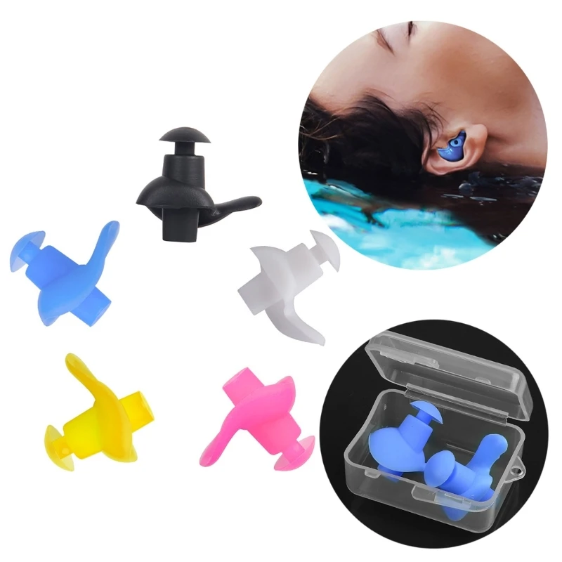 1 Pair Waterproof Swimming Ear Plugs Reusable Silicone Swimmers Earplug Ear Protections Ear Plugs for Showering Swimming