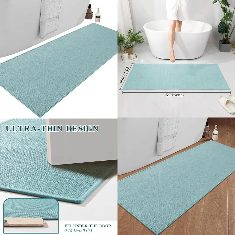 

Large 59x25 Navy Blue Bath Rug - Ultra Thin, Non-Slip, Quick Drying, Absorbent Bathroom Floor Mat
