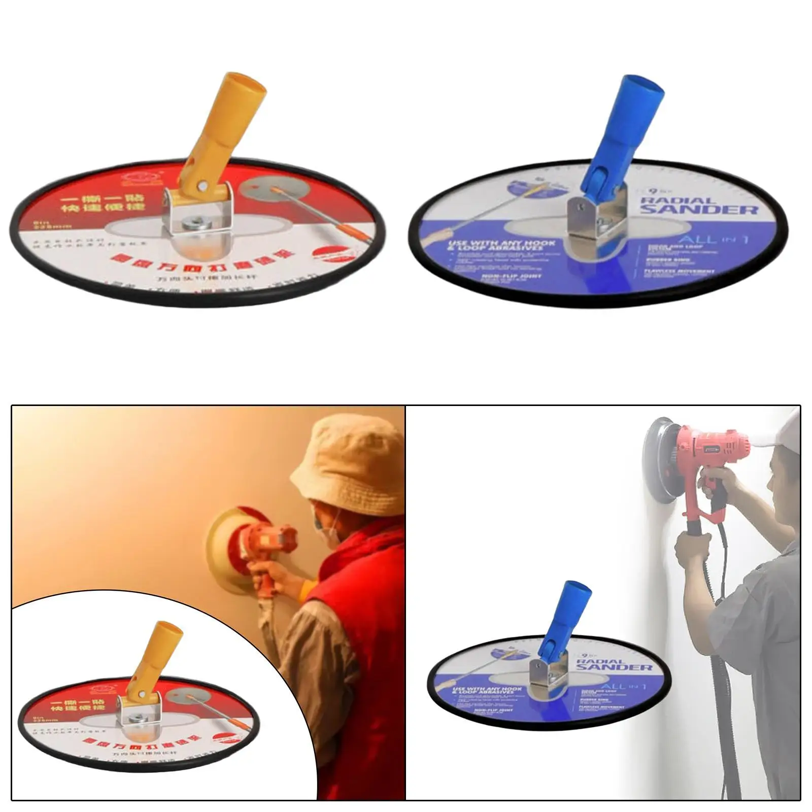 Drywall Pole Sander,Drywall Polishing Sanding Tool,Round 360 Degree Rotatable Wall Sander 9 inch Radial for Painting Projects