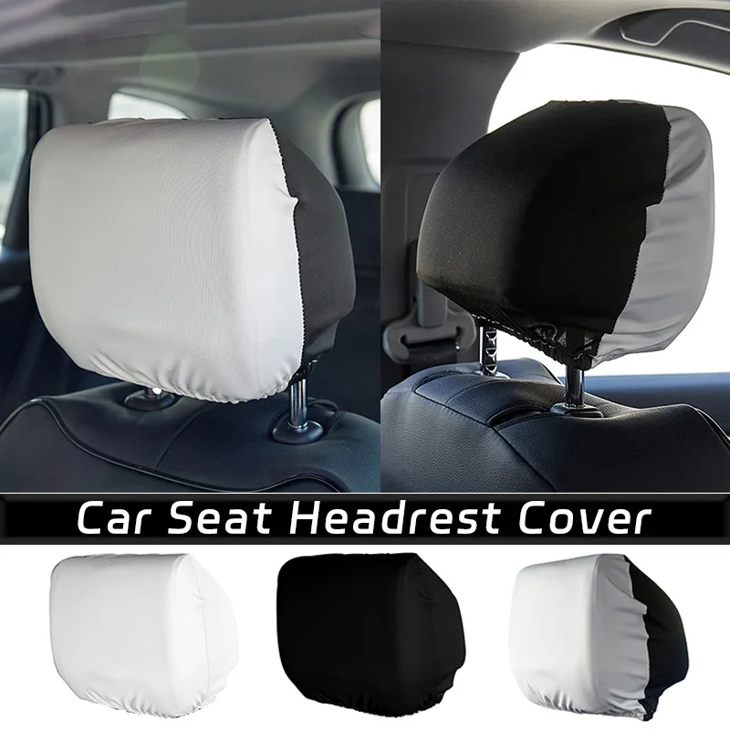 

2Pcs Car Seat Headrest Cover Taxi Advertising Dust Head Cover Interior Black/White All Inclusive Headrest Pillowcase Universal