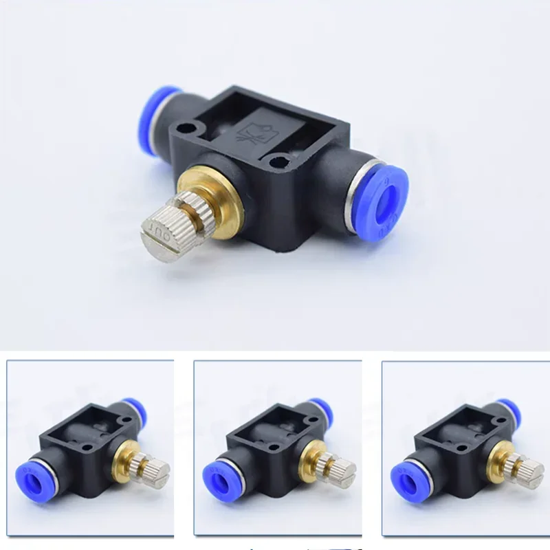 

1pcs SA Pneumatic Fitting 4mm 6mm 8mm 10mm 12mm Fast connection Air Speed Pressure Regulating Throttle Valve Hose Connect Blue