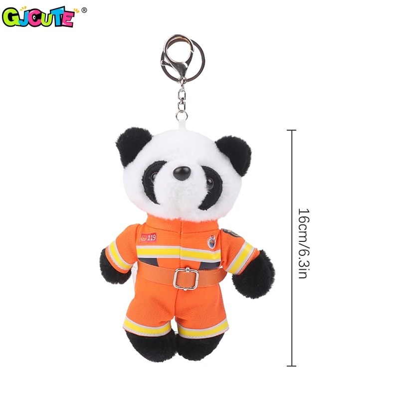 LLavero de peluche de oso Panda pequeño de policía de tráfico, llavero de animales de Bomberos de policía, colgante de mochila de coche, dijes, decoración de bolsa, regalos