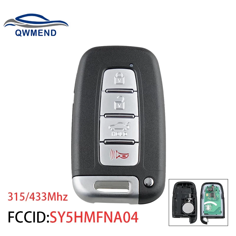 

QWMEND SY5HMFNA04 4 Buttons Smart Remote Car Key for Hyundai Accent Getz Elantra Santa ID46/PCF7952 Chip 315/433mhz FSK