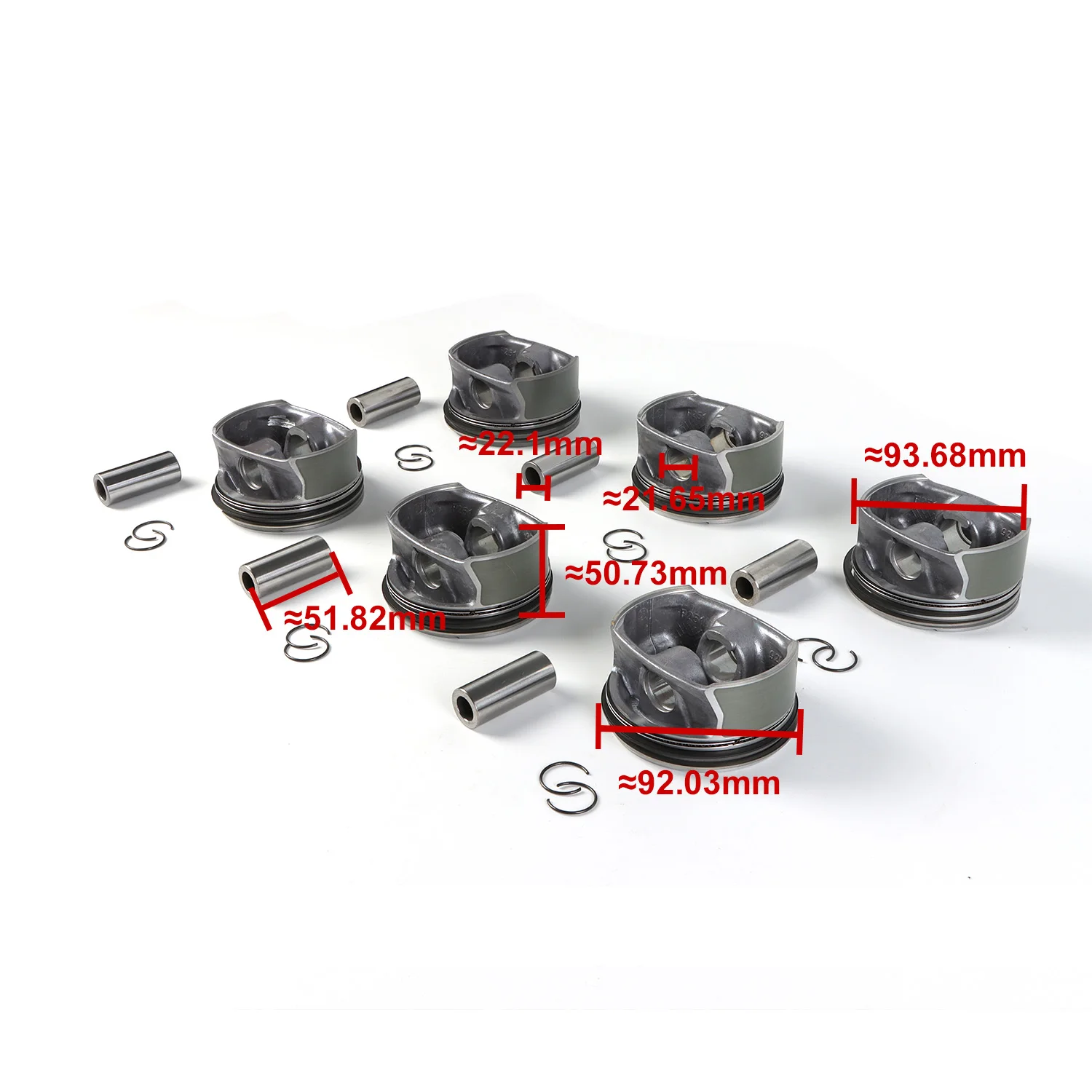 6 pz 2720304317 2720309717 M272 Pistone e Anello Set 92.9mm Per Mercedes-Benz CLK350 C350 E350 GLK350 3.5L 2720302217   2720308917