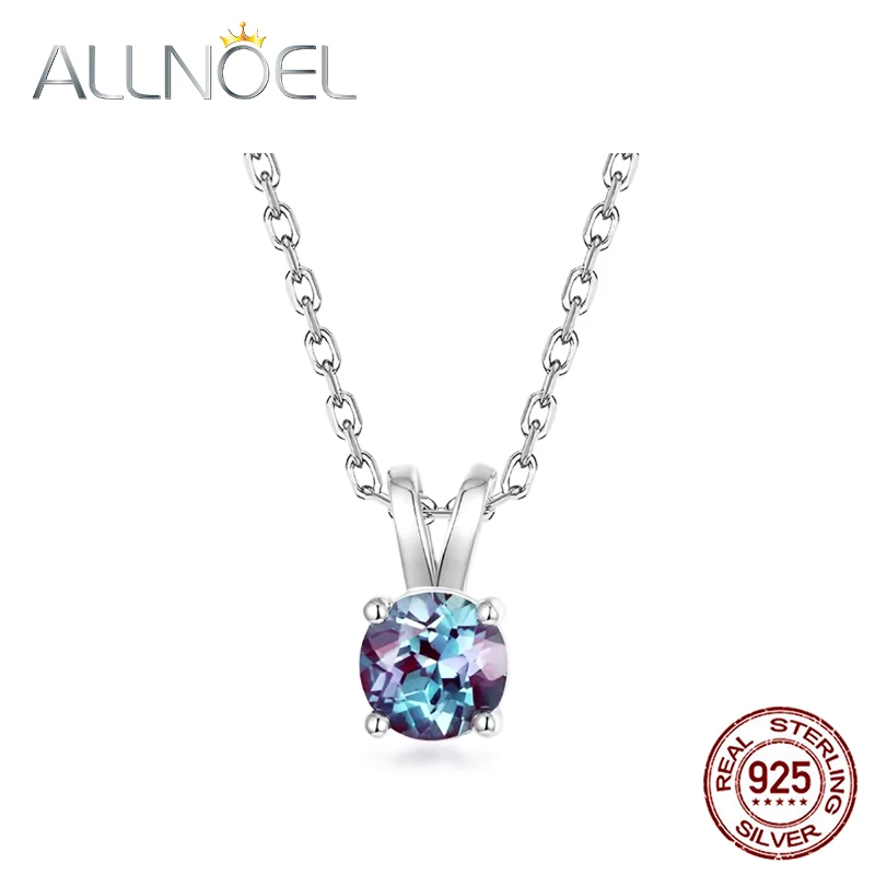 

ALLNOEL 0.5ct Lab Created Alexandrite Pendant Necklace for Women 925 Sliver Color Changing Gemstone June Birthstone Wedding Gift