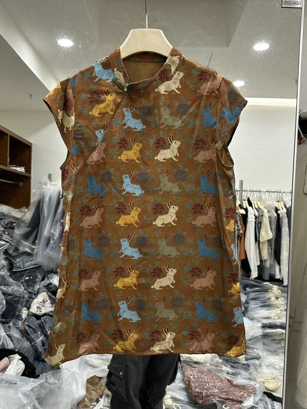 

Обновленное платье-рубашка миди в европейском стиле с принтом кролика, новинка весенней коллекции, свободный крой, стандартный рукав, для женщин