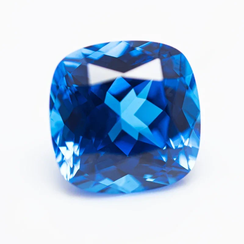 Lab Grown Sapphire Square Cushion Shape Blue Demon Color Gemstone for Charms Diy Jewelry Making Ring Selectable  AGL Certificate