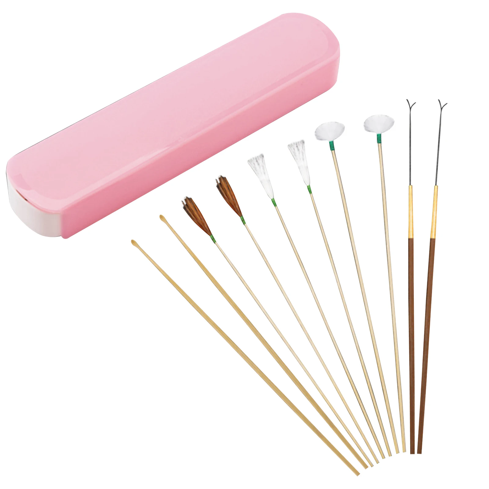 10pcs Ear Massager Set Earwax Cleaner Kits Goose Feather Earpick Wax Remover Luminous Curette Feather Ear Pick Spoon Spiral