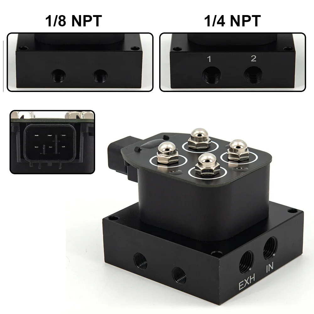  Auto/motorcycle Air Suspension System Shock Absorber Four-way Solenoid Valve   Manifold Valve Pneumatic Shock Absorber