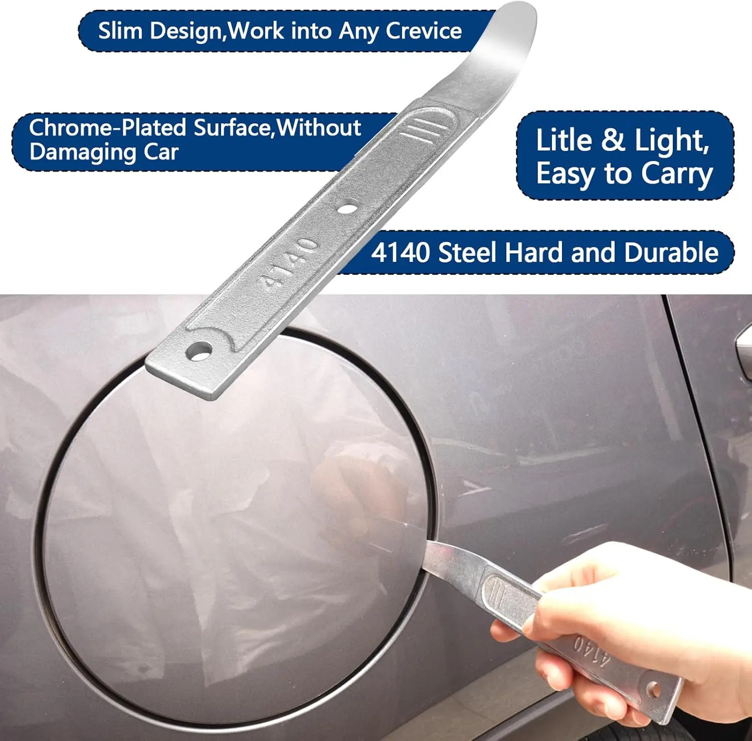 4140 أداة حدق، 2 قطعة أداة إزالة قضيب رفع، قضيب رفع الجيب، أداة إزالة حواف السيارة، يزيل القواطع بسهولة، الألواح المعدنية