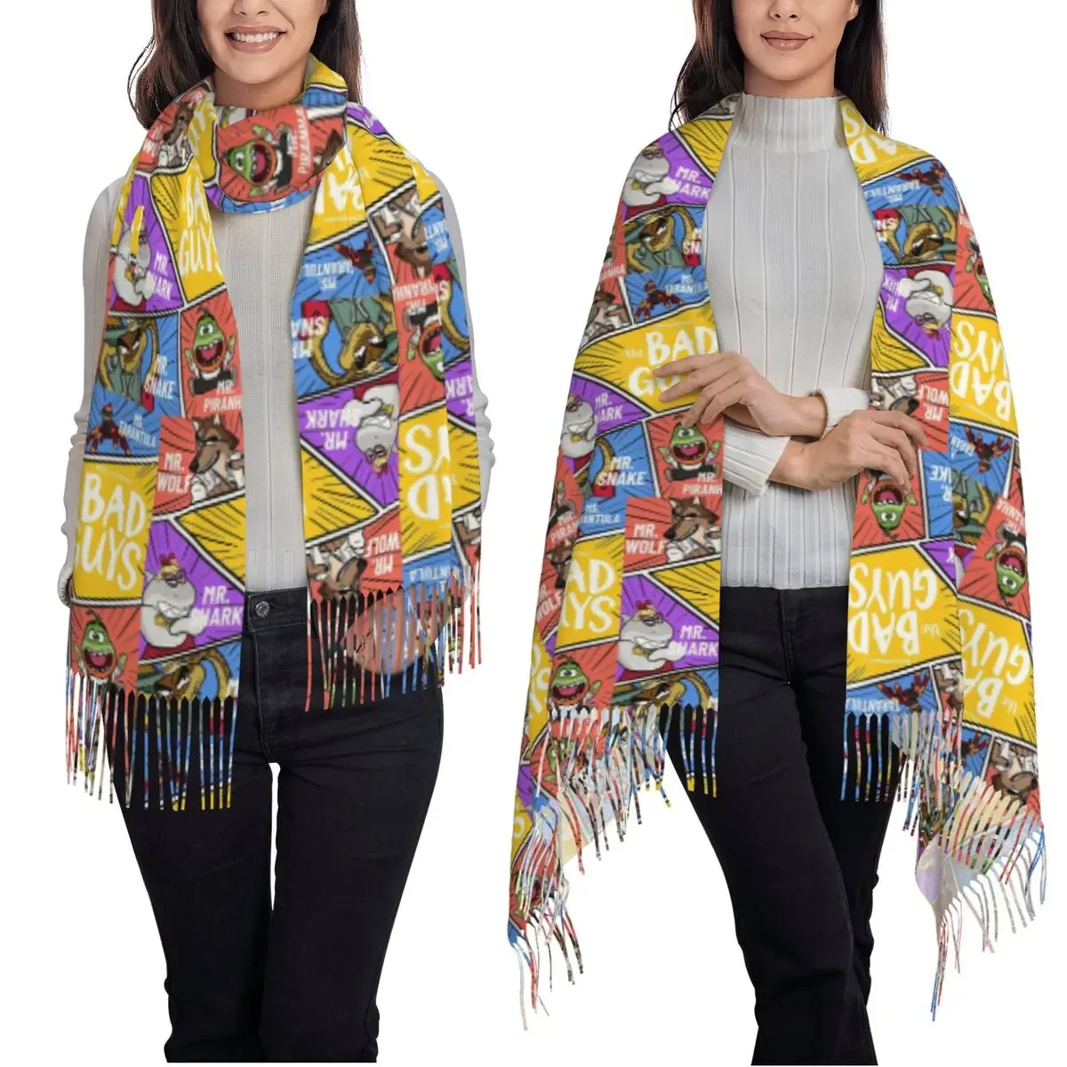 الأشرار لطيف وشاح شرابة الأوشحة النساء شالات دافئة ناعمة ويلتف طويلة الخريف الشتاء شال التفاف